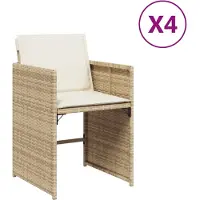 vidaXL Chaises de jardin avec coussins 4 pcs. Beige Poly Rattan