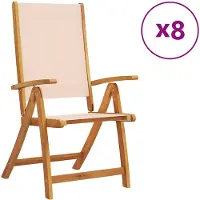vidaXL Chaises de jardin 8 pcs. Pliable Bois massif Acacia et Textilène
