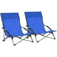 vidaXL Chaises de plage pliantes 2 pcs. Bleu Tissu