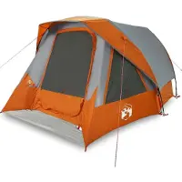 vidaXL Tente de camping 4 personnes grise et orange étanche à l'eau
