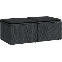 vidaXL Ensemble de salon de jardin 2 pièces avec coussins noir poly rotin