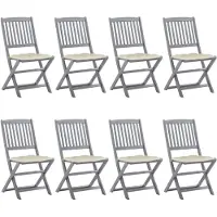 vidaXL Klappbare Gartenstühle 8 Stk. mit Kissen Massivholz Akazie