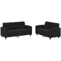 vidaXL Ensemble de canapés 2 pièces avec coussins Noir Tissu microfibre