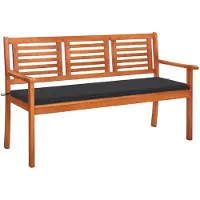 vidaXL banc de jardin 3 places avec support 150 cm en bois massif d'eucalyptus
