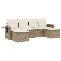 vidaXL Ensemble de salon de jardin 6 pièces avec coussins Beige Poly Rattan