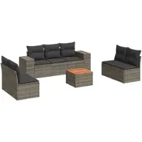 vidaXL Ensemble de jardin canapé 8 pièces avec coussins Gris Poly rotin