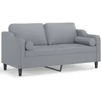 vidaXL Canapé 2 places avec oreillers gris clair 140 cm tissu