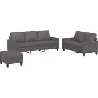 vidaXL Ensemble de canapés 3 pièces avec coussins Gris Similicuir