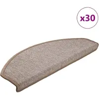 vidaXL Tapis d'escalier 30 pièces 65 x 24 x 4 cm Marron clair Demi-rond Grand