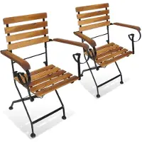 vidaXL Chaises de jardin pliantes 2 pcs. acier et bois massif acacia