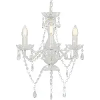 vidaXL Lustre avec perles Blanc Rond 3 x E14