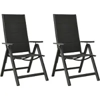 vidaXL Chaises de jardin pliantes 2 pcs. Textilène et aluminium noir
