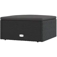 vidaXL Tabouret de jardin avec coussin noir Poly rotin