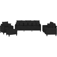 vidaXL Ensemble de canapés 4 pièces avec coussins Tissu noir
