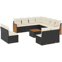 vidaXL Ensemble de 12 canapés de jardin avec coussins noir poly rotin