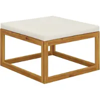 vidaXL Tabouret de pied avec coussin blanc crème en bois massif d'acacia