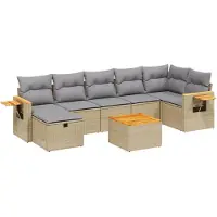 vidaXL Ensemble de jardin canapé 8 pièces avec coussins Beige Poly Rattan