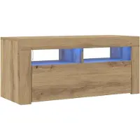 vidaXL Armoire TV avec lampes LED Chêne Artisan 90x35x40 cm