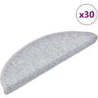 vidaXL Tapis d'escalier 30 pièces 56 x 17 x 3 cm Gris clair Demi-rond