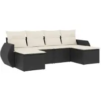 vidaXL ensemble de salon de jardin 6 pièces avec coussins Noir Poly Rattan