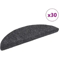 vidaXL Tapis d'escalier autocollants 30 pièces 56 x 17 x 3 cm Gris foncé Demi-rond