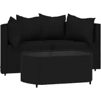 vidaXL Ensemble de salon de jardin 3 pièces avec coussins noir poly rotin