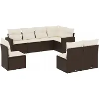 vidaXL Ensemble de jardin canapé 8 pièces avec coussins Marron Poly rotin
