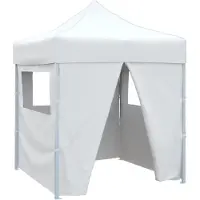vidaXL Tente De Réception Pliable Avec 4 Parois 2x2 M Acier Blanc