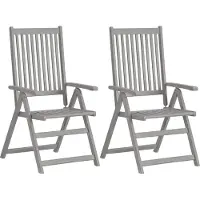 vidaXL Chaises de jardin réglables 2 pcs. Gris Bois massif Acacia