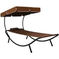 vidaXL Bain de soleil de jardin avec toit solaire et coussin Marron