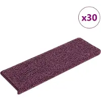 vidaXL Tapis d'escalier 30 pièces 65 x 21 x 4 cm Violet foncé Bord rectangulaire