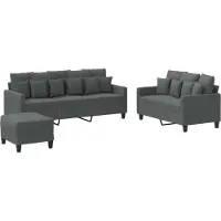 vidaXL Ensemble de canapés 3 pièces avec coussins Tissu gris foncé