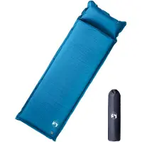 vidaXL Matelas de camping autogonflant oreiller 1 personne turquoise