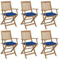 vidaXL Chaises de jardin pliantes 6 pièces avec coussins en bois massif d'acacia