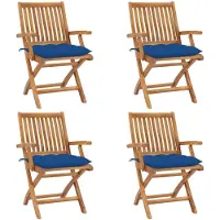 vidaXL Chaises de jardin pliantes avec coussins 4 pcs. Bois massif teck
