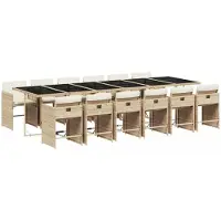 vidaXL Salon de jardin 13 pièces avec coussins Beige Poly Rattan