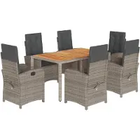 vidaXL Ensemble de jardin 7 pièces avec coussins Gris Poly rotin