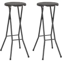 vidaXL Tabouret de bar pliable 2 pcs. HDPE et acier brun aspect rotin