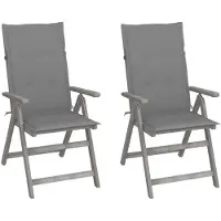 vidaXL Chaises de jardin réglables 2 pcs. avec coussins en bois massif d'acacia