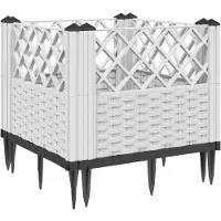 vidaXL Jardinière avec piquets blanc 43,5x43,5x43,5 cm PP