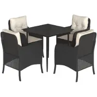 vidaXL Ensemble de jardin 5 pièces avec coussins Noir Poly Rattan