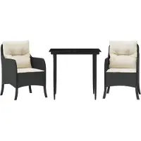 vidaXL Ensemble de jardin 3 pièces avec coussins Noir Poly Rattan