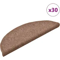 vidaXL Tapis d'escalier 30 pièces 56 x 17 x 3 cm Marron Demi-rond