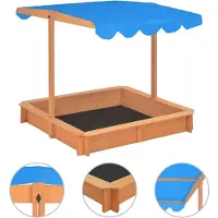 vidaXL Bac à sable avec toit réglable Bois de sapin 115x115x115 cm