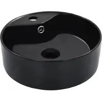 vidaXL -Waschbecken mit Landung 36x13 cm Keramikschwarz