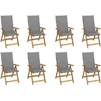 vidaXL Chaises de jardin pliantes avec coussins 8 pcs. Bois massif acacia