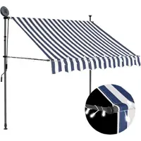 vidaXL Store rétractable manuel avec LED 150 cm bleu et blanc