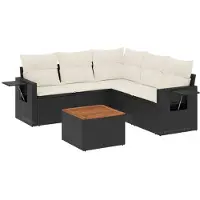 vidaXL ensemble de salon de jardin 6 pièces avec coussins Noir Poly Rattan