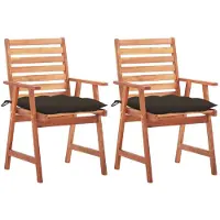 vidaXL Chaises de jardin 2 pièces avec coussins en bois massif d'acacia
