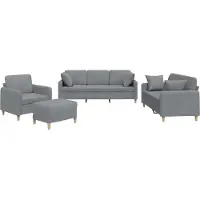 vidaXL Ensemble de canapés 4 pièces avec coussins Tissu gris clair